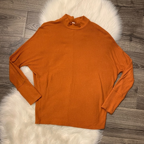 Nordstrom BP Dolman Sleeve Ribbed Shirt Top Rust - Picture 2 of 9